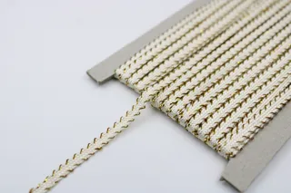 Cream Khajuri Braided Trim with Gold Line sample, design MT-B2D67001, view 4