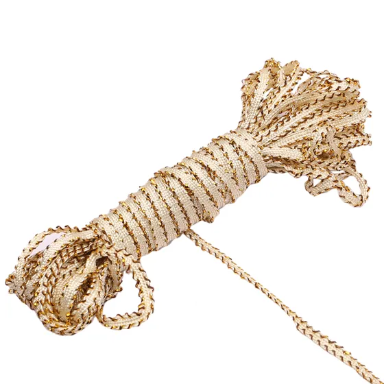 Cream and Gold Tone Picot Edge Braided Trim
