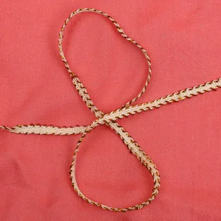 Cream and Gold Tone Picot Edge Braided Trim sample, design MT-9607DA3B, view 4
