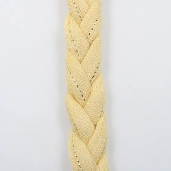 Cream Woven-Strip Choti Braid with Gold-Tone Line