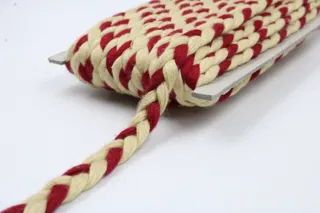 Cream and Deep Red Choti Braid sample, design MT-618451E9, view 3