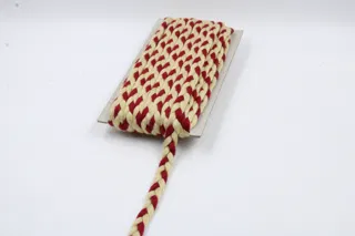 Cream and Deep Red Choti Braid sample, design MT-618451E9, view 4