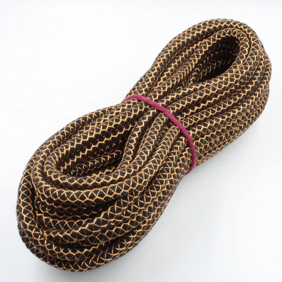 Dark Brown Covered Cord with Copper Gold Diamond Mesh