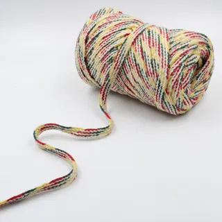 Off-White, Dark Green, Red and Yellow Braided Drawstring Cord sample, design MT-6FFC371E, view 3