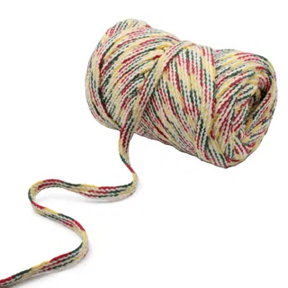Off-White, Dark Green, Red and Yellow Braided Drawstring Cord sample, design MT-6FFC371E, view 7