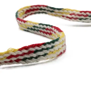 Off-White, Dark Green, Red and Yellow Braided Drawstring Cord sample, design MT-6FFC371E, view 8