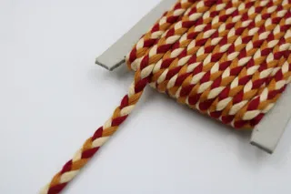 Red, Cream and Mustard Yellow Choti Braid sample, design MT-AA413BB1, view 4