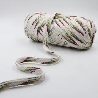 White, Red, Teal and Mustard Yellow Flat Drawstring Cord sample, design MT-0B5E2AF6, view 3