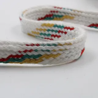 White, Red, Teal and Mustard Yellow Flat Drawstring Cord sample, design MT-0B5E2AF6, view 4