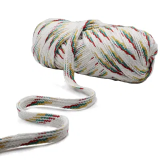 White, Red, Teal and Mustard Yellow Flat Drawstring Cord sample, design MT-0B5E2AF6, view 7