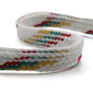 White, Red, Teal and Mustard Yellow Flat Drawstring Cord sample, design MT-0B5E2AF6, view 8