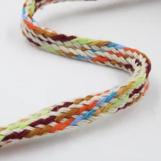 Cream, Lime Green and Tan Multicolour Flat Drawstring Cord sample, design MT-1979B74D, view 4