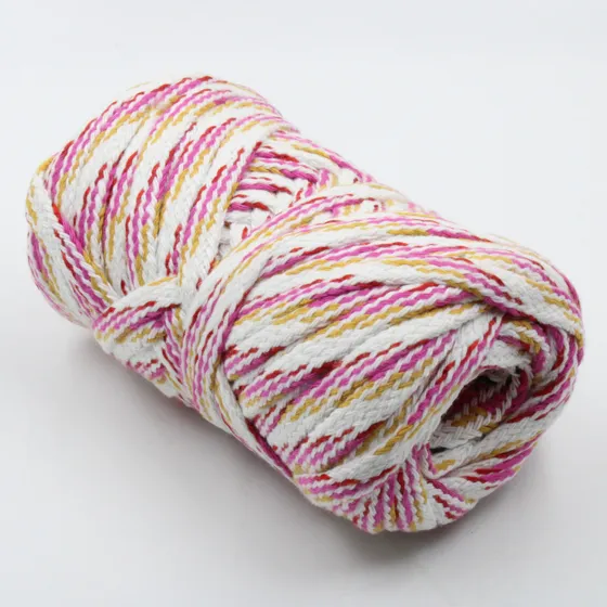 White, Pink, Magenta and Mustard Yellow Flat Drawstring Cord