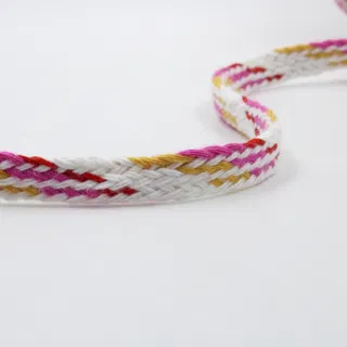 White, Pink, Magenta and Mustard Yellow Flat Drawstring Cord sample, design MT-62E4C161, view 4