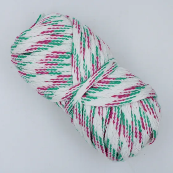 White, Magenta and Green Flat Drawstring Cord