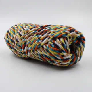 Navy, Teal, Orange and Yellow Flat Drawstring Cord sample, design MT-7CB48C54, view 2