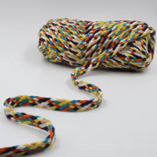 Navy, Teal, Orange and Yellow Flat Drawstring Cord sample, design MT-7CB48C54, view 3