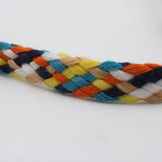 Navy, Teal, Orange and Yellow Flat Drawstring Cord sample, design MT-7CB48C54, view 4