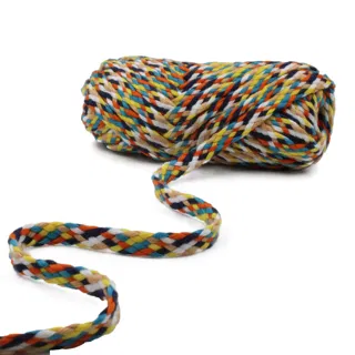 Navy, Teal, Orange and Yellow Flat Drawstring Cord sample, design MT-7CB48C54, view 7