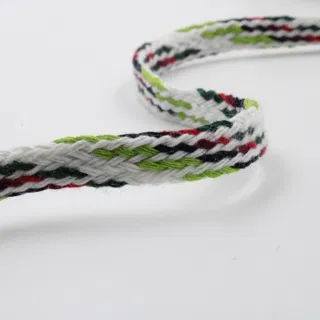 White, Lime Green, Red and Dark Green Flat Drawstring Cord sample, design MT-9EE480B4, view 4