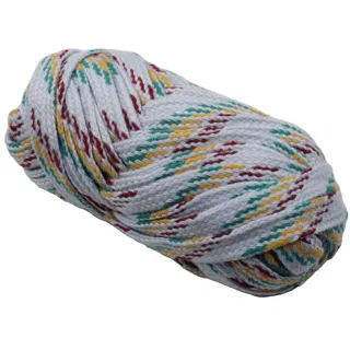 Pale Grey-White Flat Drawstring Cord with Maroon, Green and Yellow sample, design MT-C4E541C7, view 6
