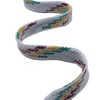 Pale Grey-White Flat Drawstring Cord with Maroon, Green and Yellow sample, design MT-C4E541C7, view 8