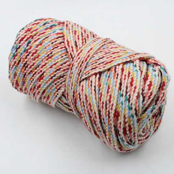 Cream, Red and Yellow Multicolour Flat Drawstring Cord