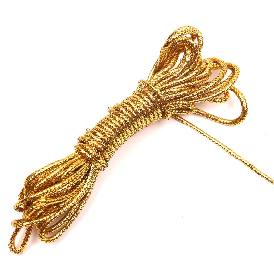 Metallic Gold Braided Cord, Shown on Pale Pink
