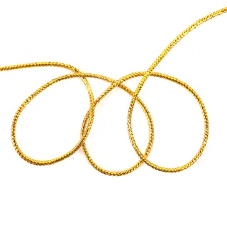 Metallic Gold Braided Cord, Shown on Blue sample, design MT-8DCCD71F, view 2