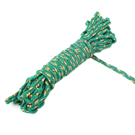 Green and Gold Plaited Choti Braid