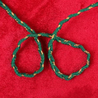 Green and Gold Plaited Choti Braid sample, design MT-0F0647B5, view 4