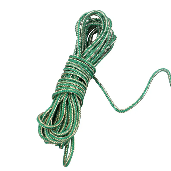 Green Braided Cord with Pale Tracer Thread