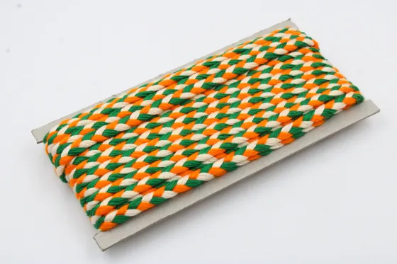 Green, Orange and White Narrow Choti Braid