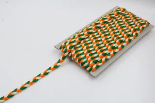 Green, Orange and White Narrow Choti Braid sample, design MT-8B9BCDF7, view 3