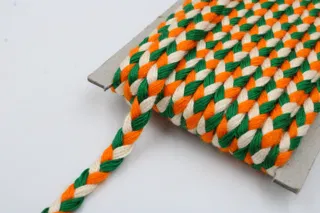Green, Orange and White Narrow Choti Braid sample, design MT-8B9BCDF7, view 4