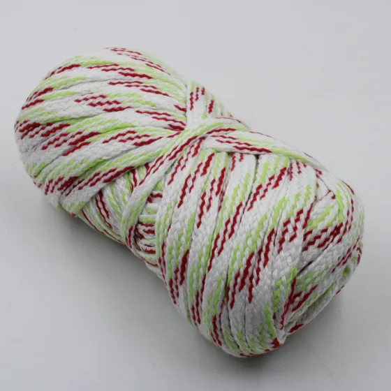 White, Red and Lime Green Flat Drawstring Cord
