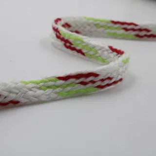 White, Red and Lime Green Flat Drawstring Cord sample, design MT-4B102C8A, view 4