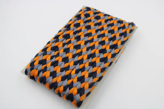 Grey, Navy Blue and Orange Choti Braid