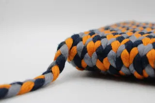 Grey, Navy Blue and Orange Choti Braid sample, design MT-D1C5A0B0, view 3