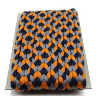 Grey, Navy Blue and Orange Choti Braid sample, design MT-D1C5A0B0, view 7