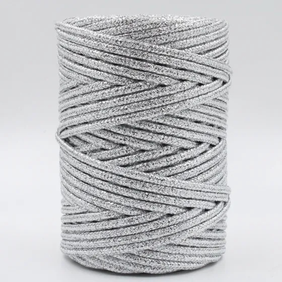 Silver Metallic Braided Cord, Full Spool