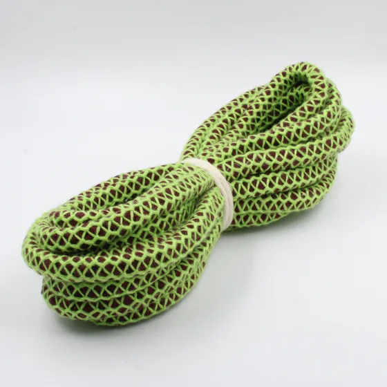 Lime Green Mesh Covered Cord with Maroon Core