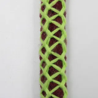 Lime Green Mesh Covered Cord with Maroon Core sample, design MT-4288AB02, view 4