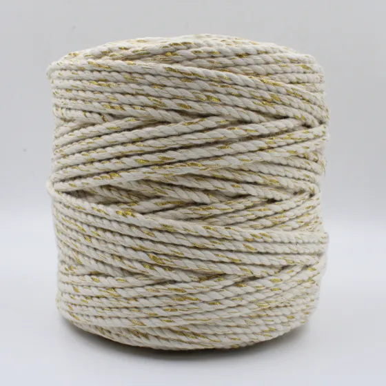 Off-White and Gold Metallic Macrame Cord