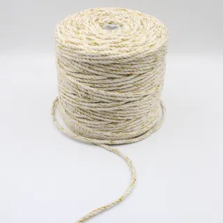 Off-White and Gold Metallic Macrame Cord sample, design MT-D3AB3C91, view 2