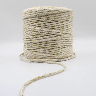 Off-White and Gold Metallic Macrame Cord sample, design MT-D3AB3C91, view 3