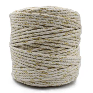 Off-White and Gold Metallic Macrame Cord sample, design MT-D3AB3C91, view 5