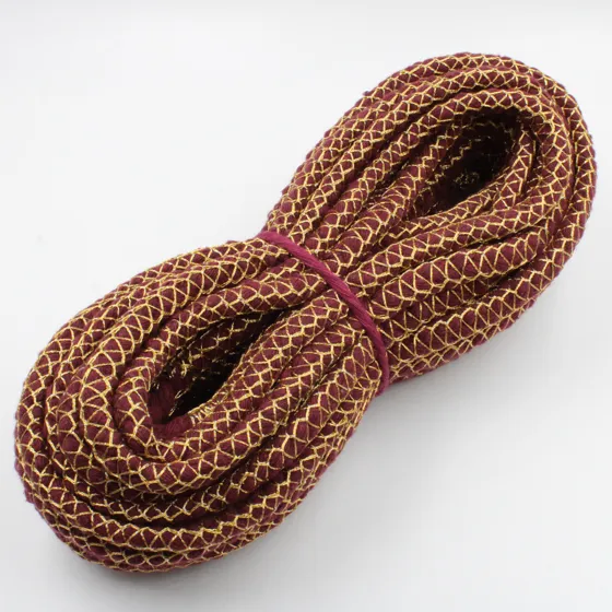 Maroon Covered Cord with Gold Diamond Mesh