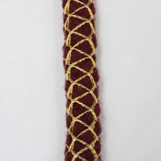 Maroon Covered Cord with Gold Diamond Mesh sample, design MT-6E1737C2, view 4