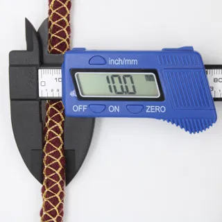 Maroon Covered Cord with Gold Diamond Mesh sample, design MT-6E1737C2, view 5